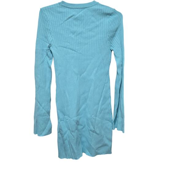 Line & Dot Blue Rib Knit Long Sleeve Sweater Dress Size M - Picture 2 of 7